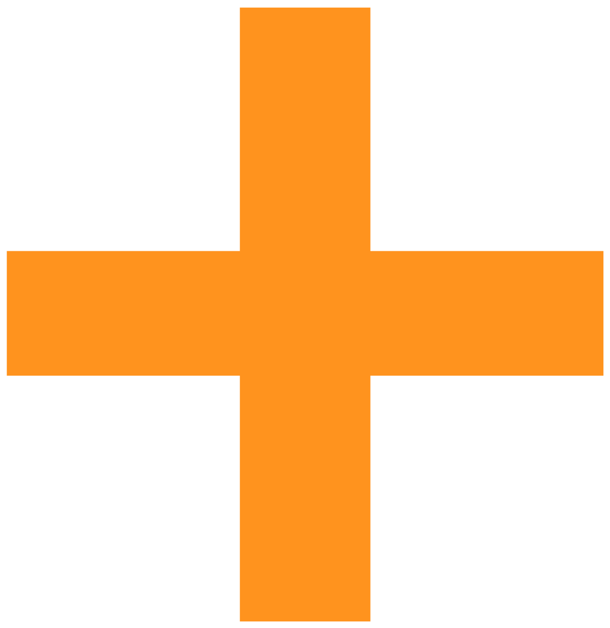 Elemento para página web. Signo más en color naranja.